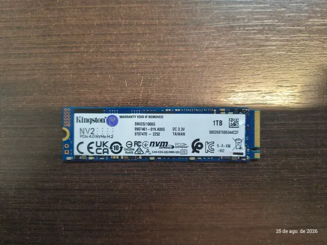 SSD KINGSTON NV2, 1TB, M.2 NVME, 2280, LEITURA 3500MBS E GRAVAÇÃO 2100MBS