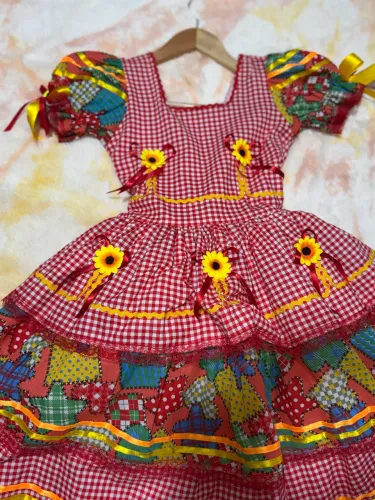 Vestido Junino Infantil - Tamanho 7/8