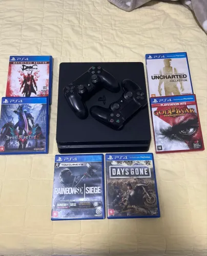 Ps4 slim 1TB 2 controles e 3 jogos da sua escolha (negocio o preço)