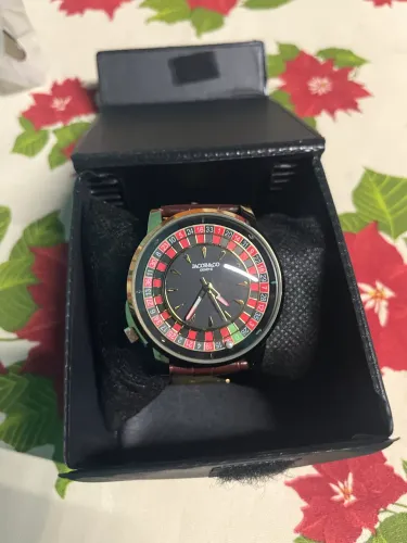 Relógio Masculino GENEVE Roleta Cassino Giratória Couro Estilo Jacob&Co Poker ?