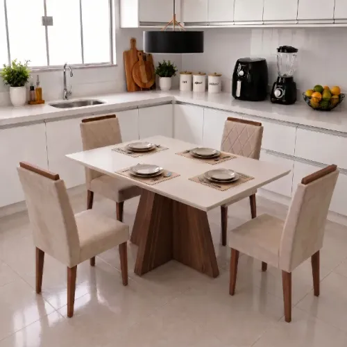 Mesa de Jantar Dublin com Tampo de Vidro | Entrega e Montagem Grátis
