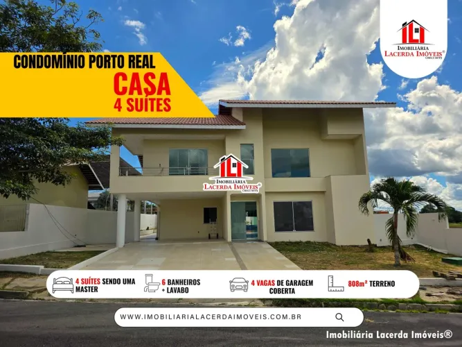 Condomínio Porto Real, Casa Duplex com 4 suítes sendo 1 master com closet, Edificado 404m²