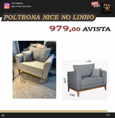 POLTRONA NICE EM LINHO