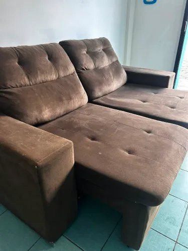 Sofá Suede retrátil e reclinável entrego