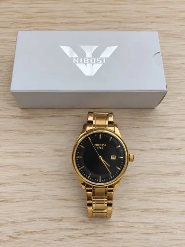 Relógio Nibosi Analógico Dourado Novo Original - Entrega Grátis 