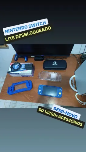 Nintendo switch lite desbloqueado semi-novo 