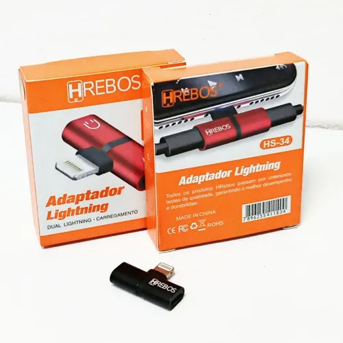 Adaptador Áudio E Carga Lightning Iphone Hrebos Hs 34