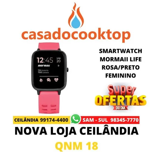 Relógio Smartwatch Mormaii Life Rosa/Preto Feminino