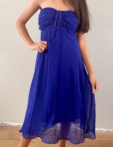 Vestido Festa curto longuete para casamento - azul TAM P / 38