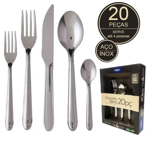 Faqueiro Brinox 20 Peças Siena em Aço Inox! Novo Lacrado