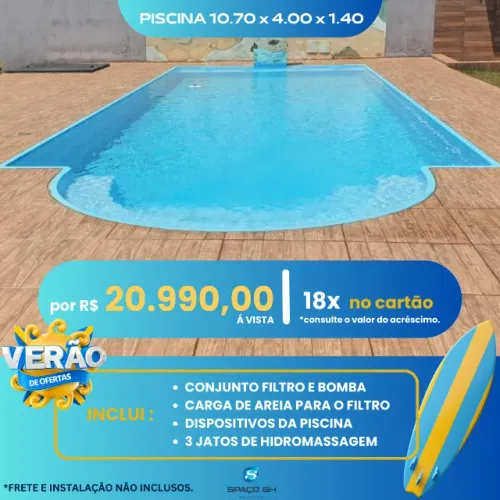 Piscina 10.70 x 4.00 x 1.40 com preço e qualidade comprovada! Piscinas Spaço BH