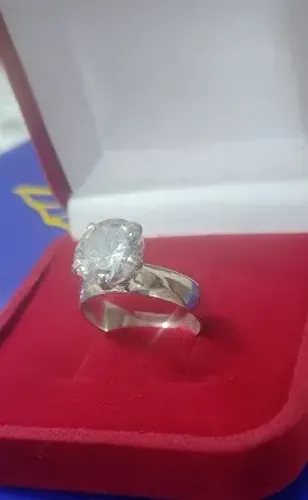 Anel Prata 950 aro 6 mm Pedra Zircônia 10 mm 