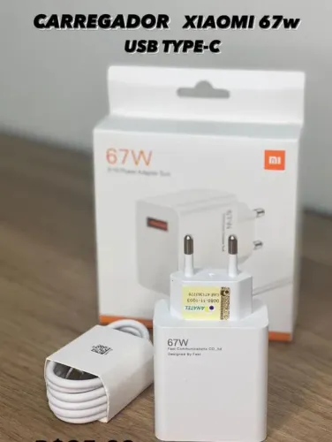 Carregador  celular Xiaomi 67W USB Type-C redmi turbo