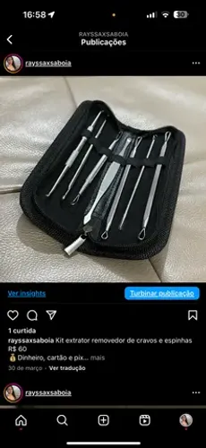 Kit extrator removedor de cravos e espinhas R$ 60