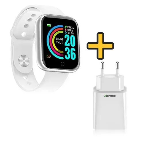 Kit Relógio Smartwatch D20 + Fonte Carregador Usb Tipo C (NOVO)