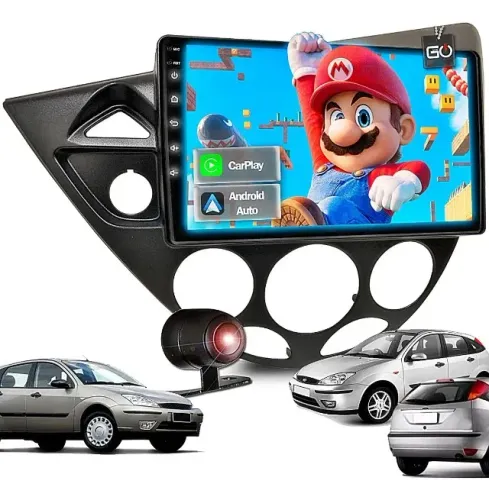 Central Multimídia Ford Focus 2001 à 2007 9Pol Android AutoCarplay S/ Fio na Canal Som
