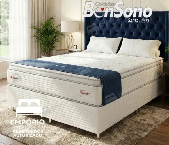 Cama casal Benefit molas pocket ensacadas Pillowtop Base e colchão extra macia 