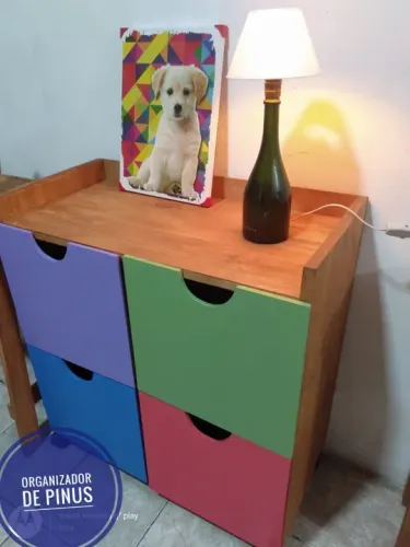 Gaveteiro infantil colorido de madeira -  organização e decoração