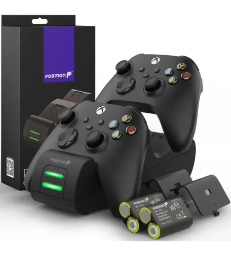 Carregador Fosmon 2x2200mAh xbox series x serie s one elite