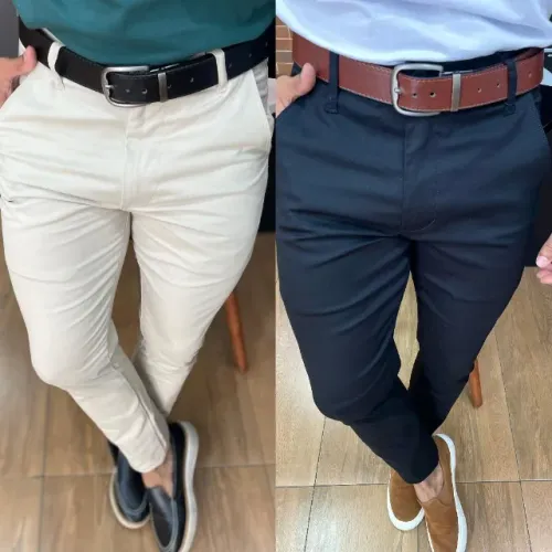 Calça masculina alfaiataria acetinada  sarja com elastano