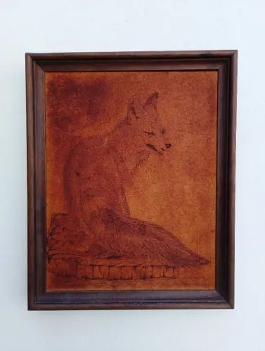 Quadros de Pirogravura em couro