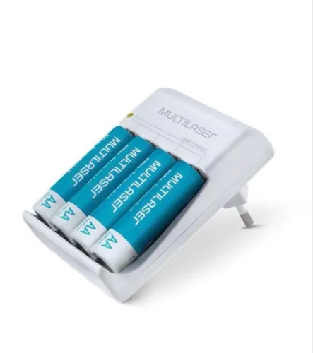 Carregador de pilhas com 04 pilhas AA Multilaser