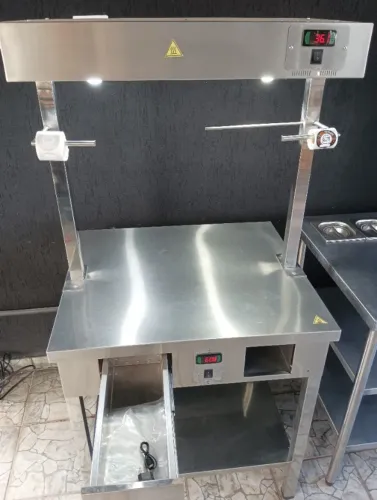 Mesa Quente Delivery Inox 220W  WAVE - Com Gaveta e Prateleira
