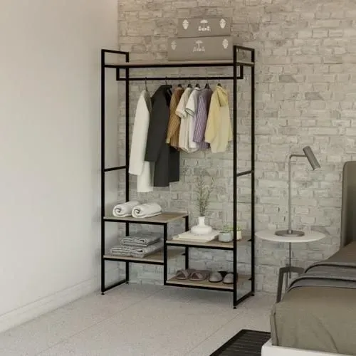 Armário Closet Industrial Preto com Prateleiras
