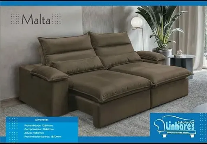 Sofá Retrátil e Reclinável Malta, Assento com Molas Ensacadas - Estofados Linhar