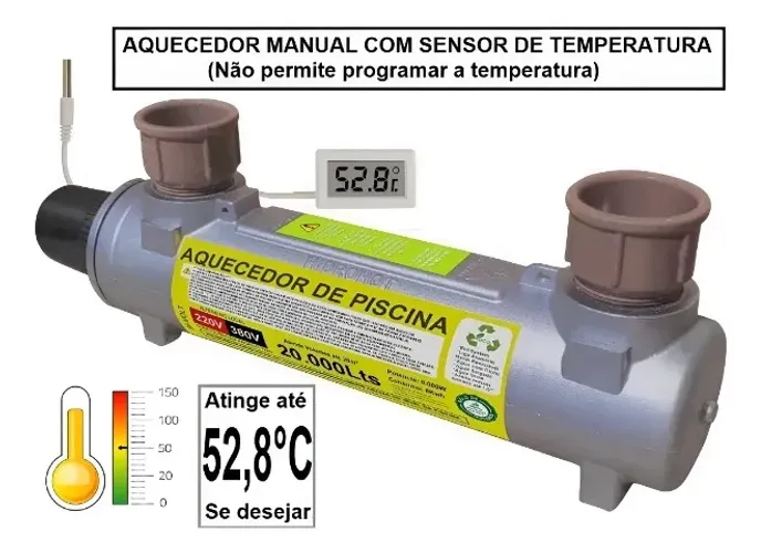 Aquecedor De Piscina 20.000lts Manual 8kw sem programador - nova