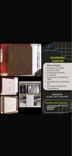 Roupeiro Cancún - 6 Portas - Acabamento em Pintura UV