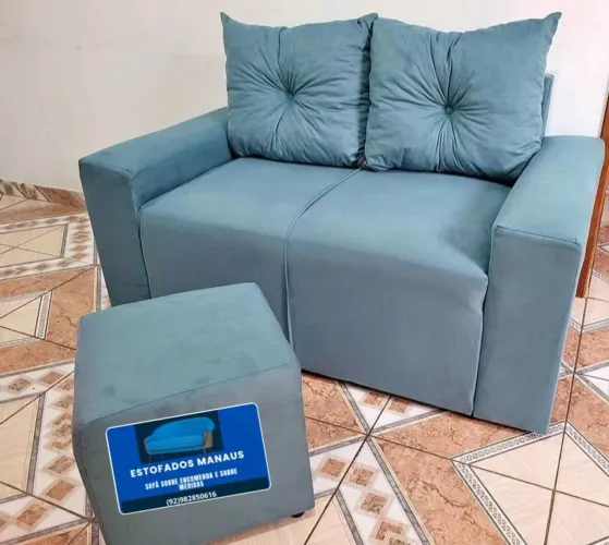 SOFÁ 2 LUGARES COM PUFF ENTREGA GRÁTIS