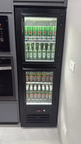 cervejeira slim all black 2 portas vidro duplo nova 220v - souza refrigeracao
