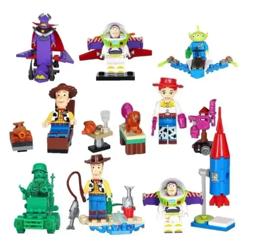 Kit Com 8 Bonecos Toy Story - Wood, Buzz,e Amigos bloco de montar - compatível