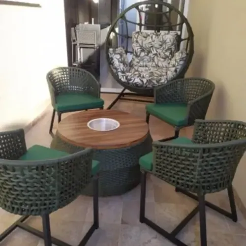 CONJUNTO DE CORDA NÁUTICA - CADEIRAS + CHAMPANEHIRA + BALANÇO COM BASE