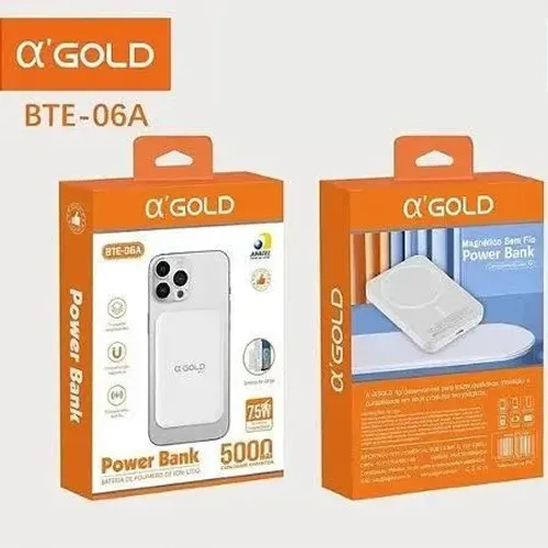 Carregador por indução Power Bank 5000 mAh