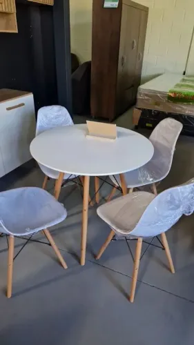 Mesa de Cozinha Redonda 80x80 Nova na Caixa - Monta na Hora