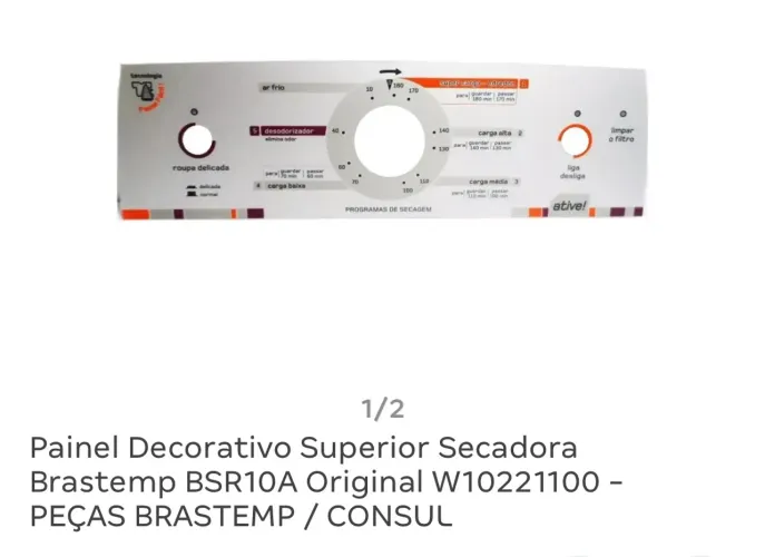 Adesivo Painel Decorativo Secadora Brastemp BSR10A Original