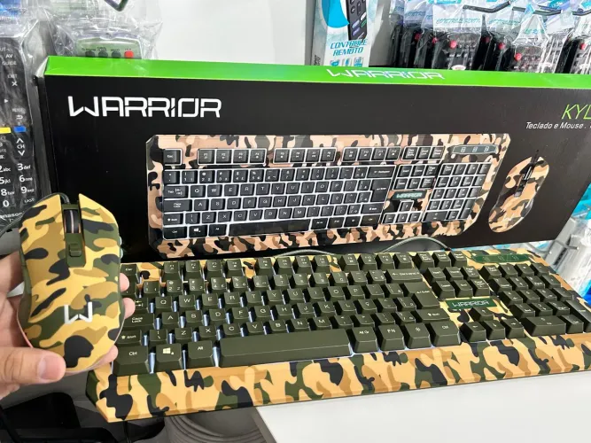 Kit Teclado e Mouse Gamer Kyler Warrior Led Rgb USB 2.0