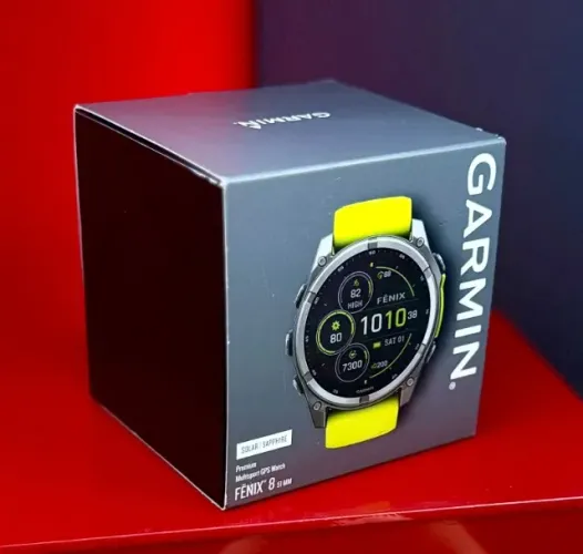 Garmin Relógio Fenix 8 SOLAR - TITANIUM - AMP YELLOW / GRAPHITE - 51MM - Produto Novo