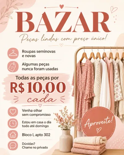 Bazar de ROUPAS - PEÇAS DE 10 e 15