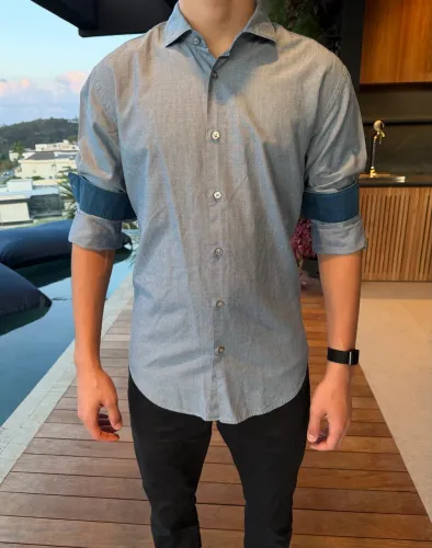 camisa hugo boss (boss) com modelagem slim fit original