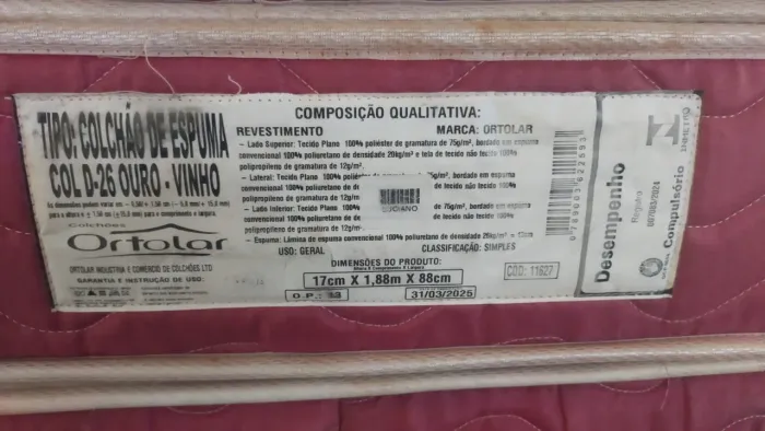 COLCHÃO DE ESPUMA D-26 | SOLTEIRO