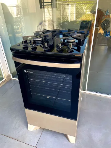 Fogão 4 Bocas Electrolux Fe4gs Cinza/preto Mesa Vidro (na garantia de fabrica)