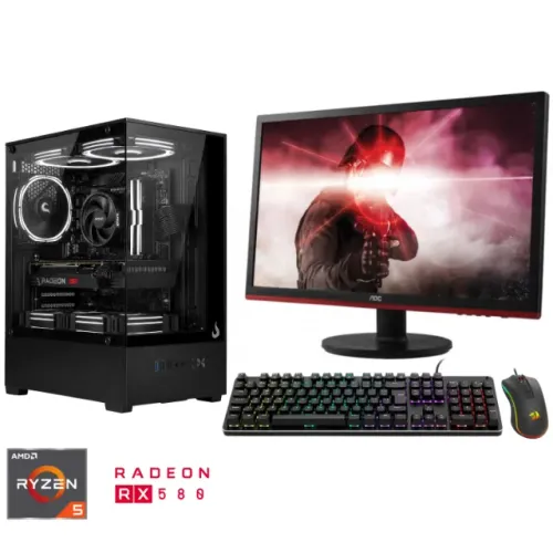 Computador PC Gamer Amd Ryzen 5 3400g Rx 580 24gb Ram 500gb Ssd