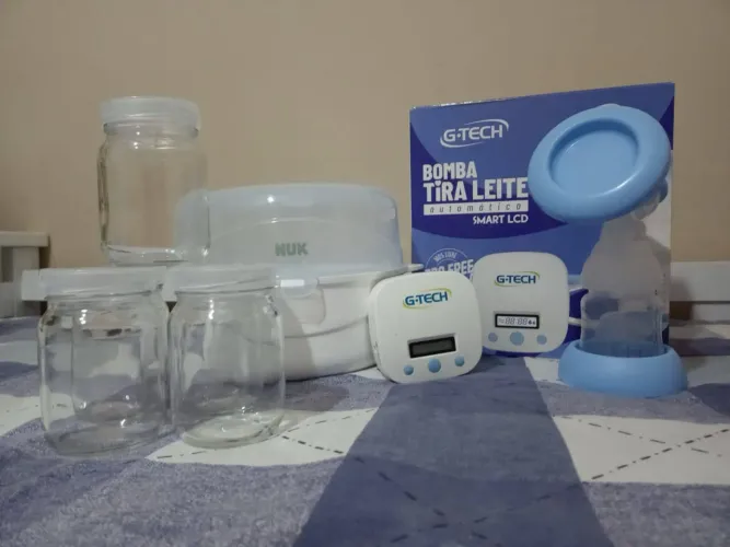 Bomba tirar leite + Esterelizador de mamadeira + Copo armazenador