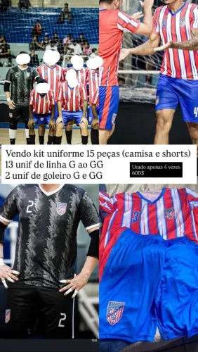 KIT UNIFORME FUTEBOL 15 PECAS