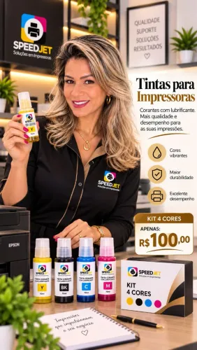 Kit com 04 Tintas para Impressoras EPSON, HP, CANON, Diversas marcas