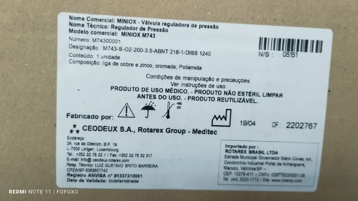 Válvula de oxigênio 