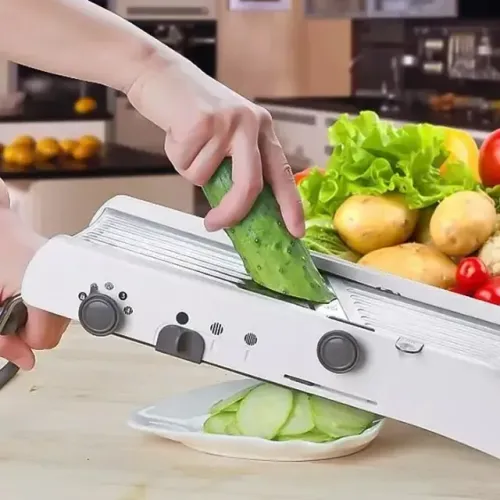 Mandoline Fatiador de Legumes Profissional Inox Ajustável 18 Tipos de Corte Ralador Multif